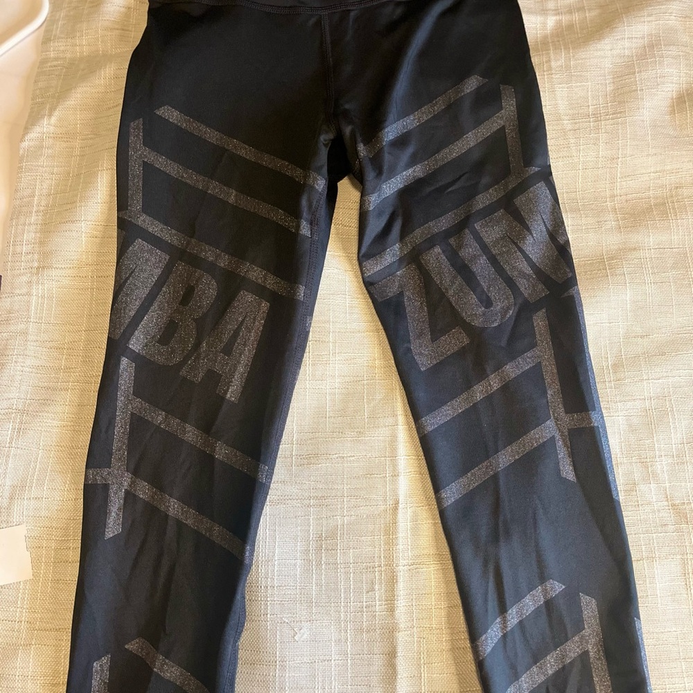 Zumba Fitness Black Leggings Sleek Moto-Style XS